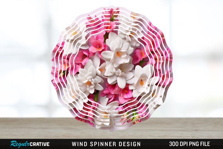 Snapdragon Flowers Wind Spinner Sublimation Design PNG example image 1