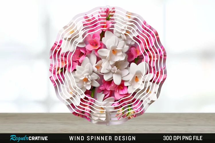 Snapdragon Flowers Wind Spinner Sublimation Design PNG