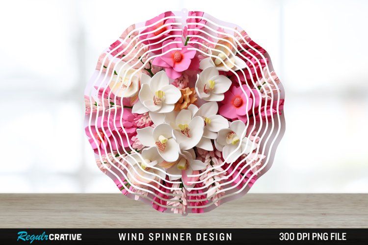 Snapdragon Flowers Wind Spinner Sublimation Design PNG example image 1
