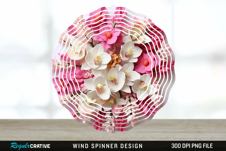 Snapdragon Flowers Wind Spinner Sublimation Design PNG