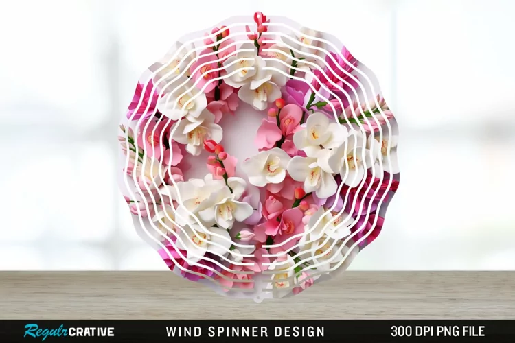 Snapdragon Flowers Wind Spinner Sublimation Design PNG