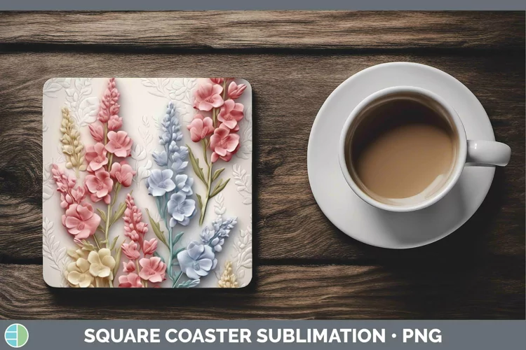 3D Snapdragon Square Coaster | Sublimation Coaster Designs