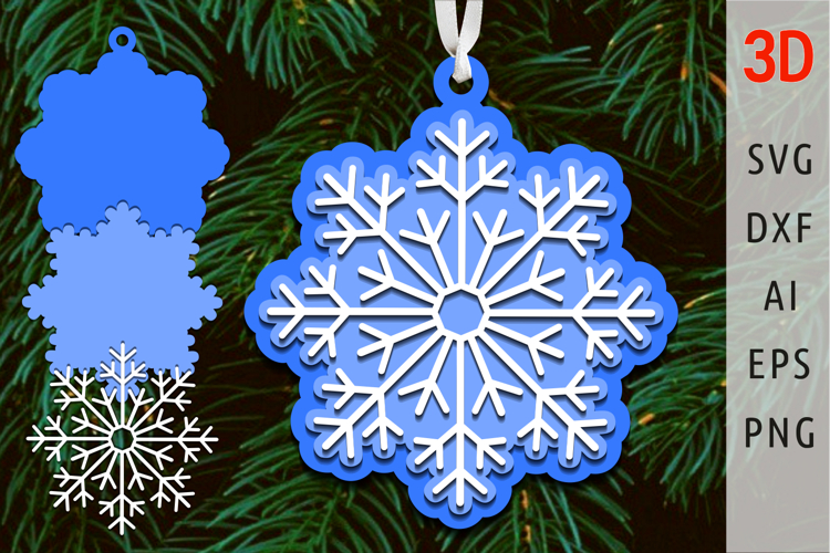 3d snowflake svg Christmas ornament svg layered papercut