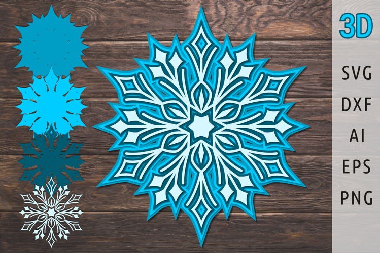 3d snowflake svg Christmas ornament svg layered papercut