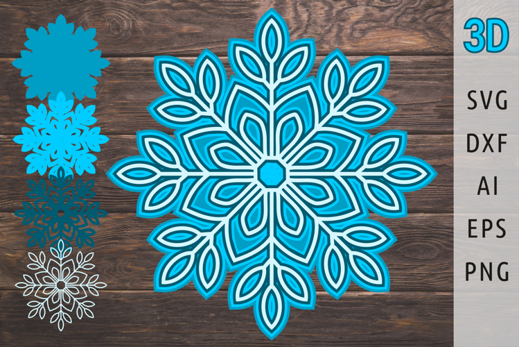 3d snowflake svg Christmas ornament svg layered papercut