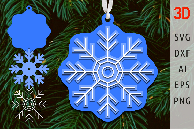 3d snowflake svg Christmas ornament svg layered papercut