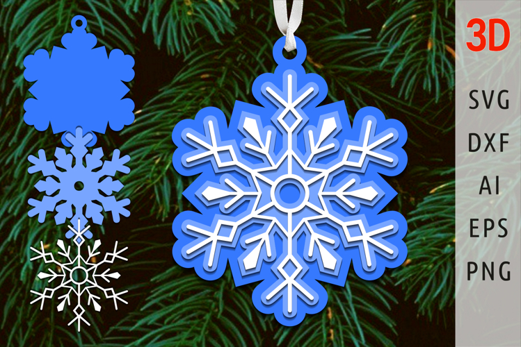 3d snowflake svg Christmas ornament svg layered papercut