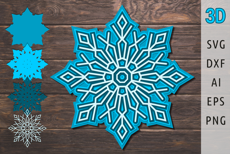 3d snowflake svg Christmas ornament svg layered papercut