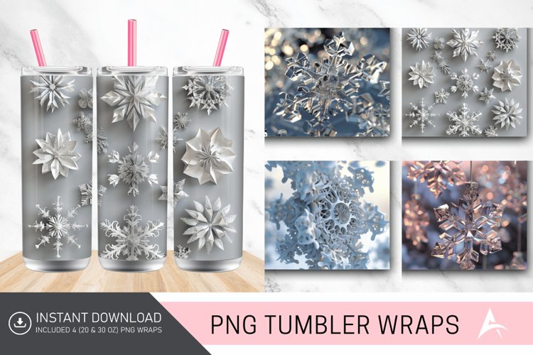 3D Snowflakes Christmas Tumbler wrap