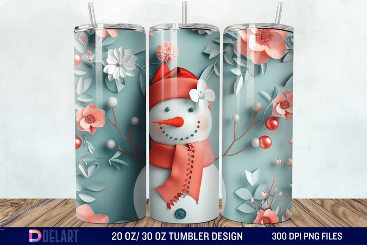 3D Snowman Flower Tumbler Wrap example image 1