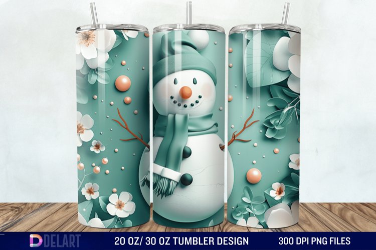 3D Snowman Flower Tumbler Wrap example image 1