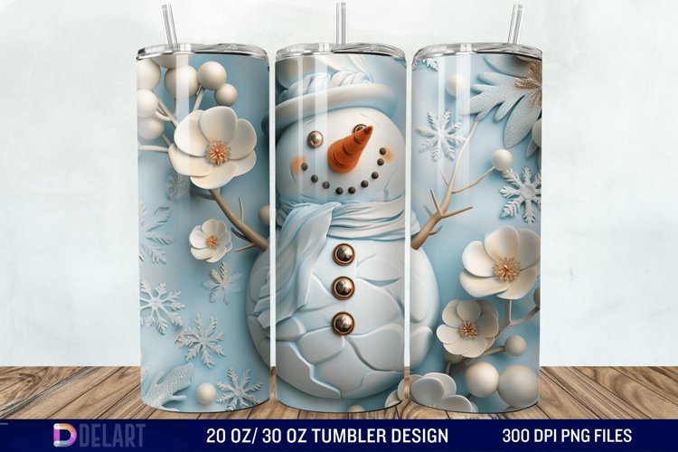 3D Snowman Flower Tumbler Wrap example image 1