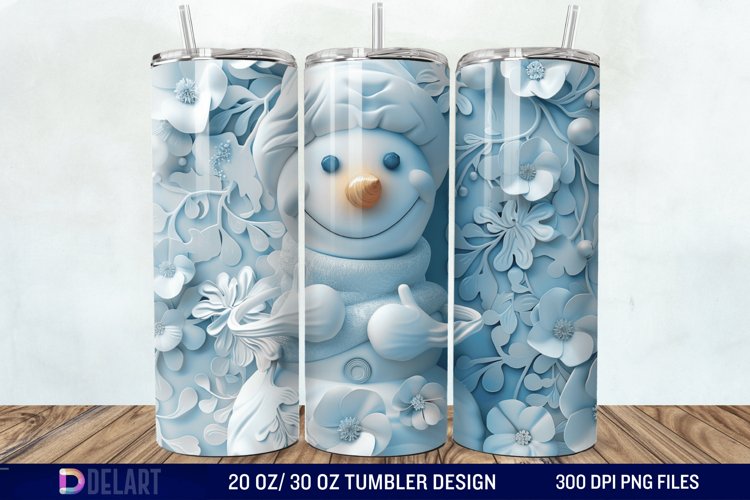 3D Snowman Flower Tumbler Wrap example image 1