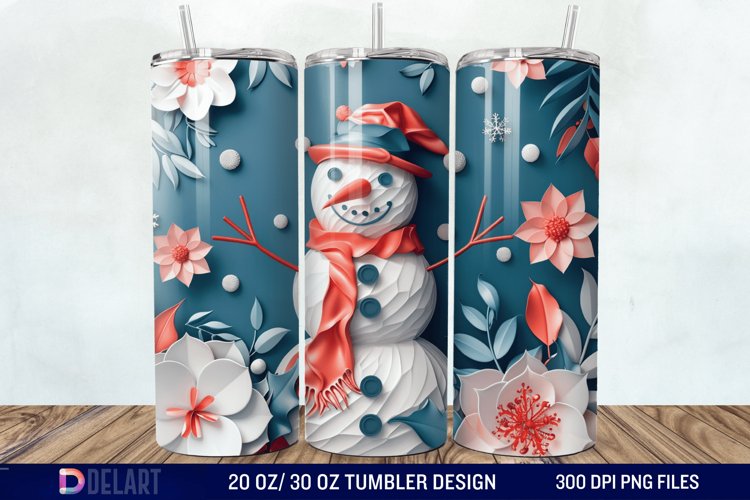 3D Snowman Flower Tumbler Wrap example image 1