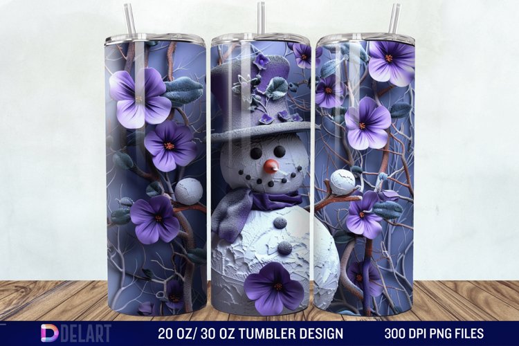 3D Snowman Flower Tumbler Wrap example image 1
