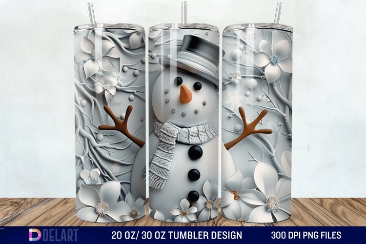 3D Snowman Flower Tumbler Wrap example image 1