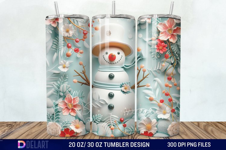 3D Snowman Flower Tumbler Wrap example image 1
