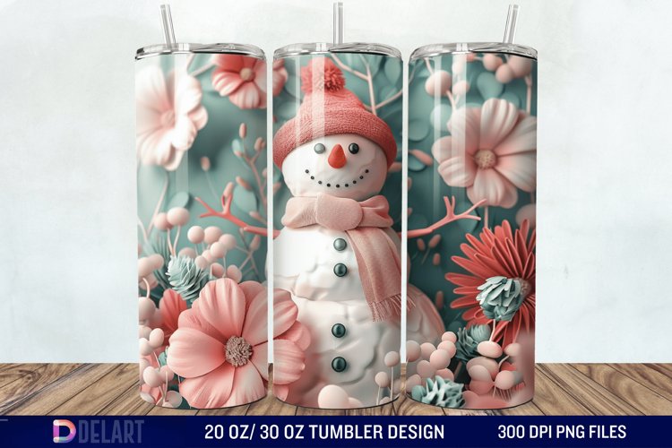 3D Snowman Flower Tumbler Wrap example image 1