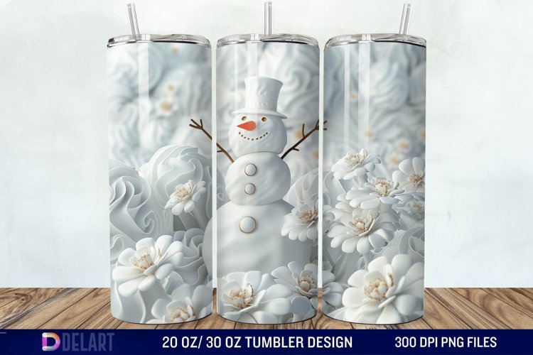 3D Snowman Flower Tumbler Wrap example image 1