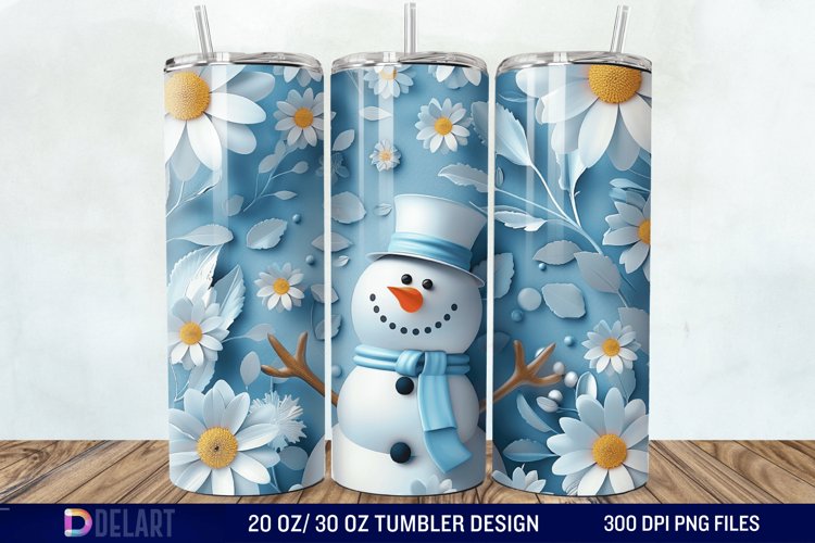3D Snowman Flower Tumbler Wrap example image 1