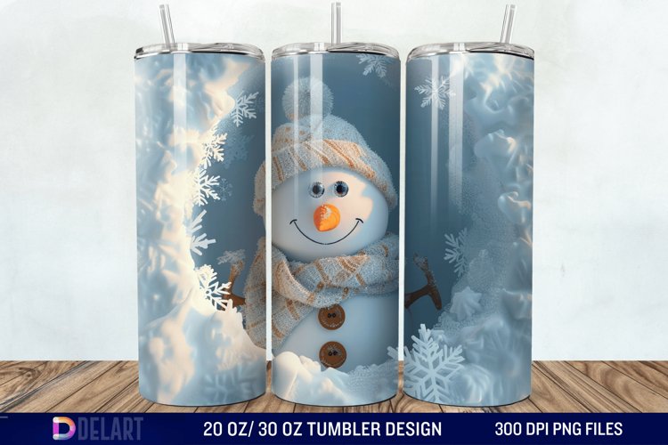 3D Snowman Hole In Snowflakes Tumbler Wrap example image 1