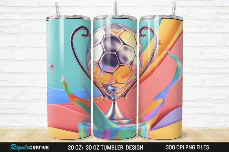 3D Soccer Trophy 20/30oz Skinny Tumbler