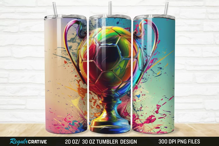3D Soccer Trophy 20/30oz Skinny Tumbler