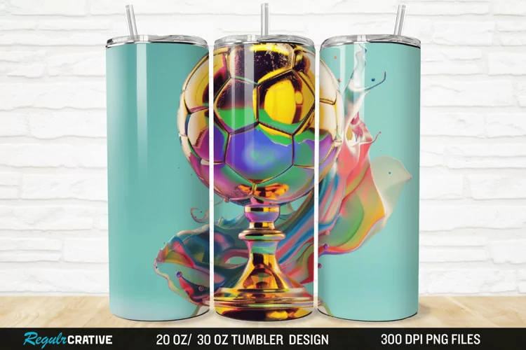 3D Soccer Trophy 20/30oz Skinny Tumbler