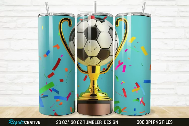 3D Soccer Trophy 20/30oz Skinny Tumbler