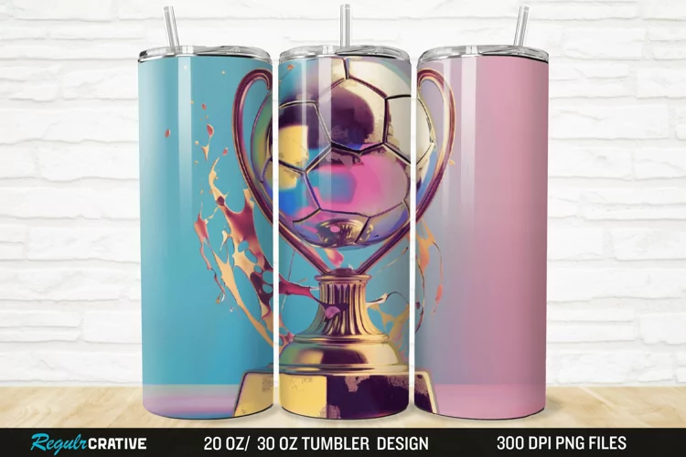 3D Soccer Trophy 20/30oz Skinny Tumbler