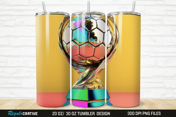 3D Soccer Trophy 20/30oz Skinny Tumbler