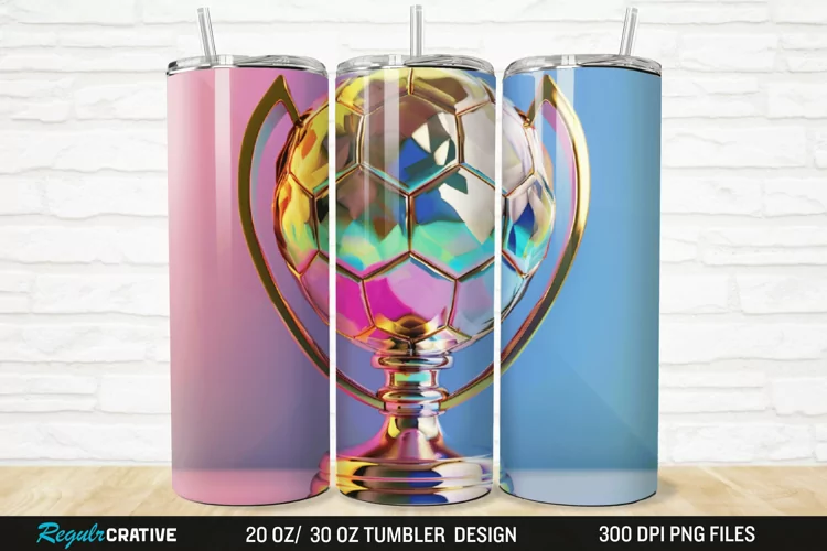 3D Soccer Trophy 20/30oz Skinny Tumbler
