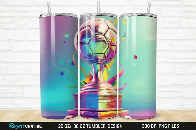 3D Soccer Trophy 20/30oz Skinny Tumbler