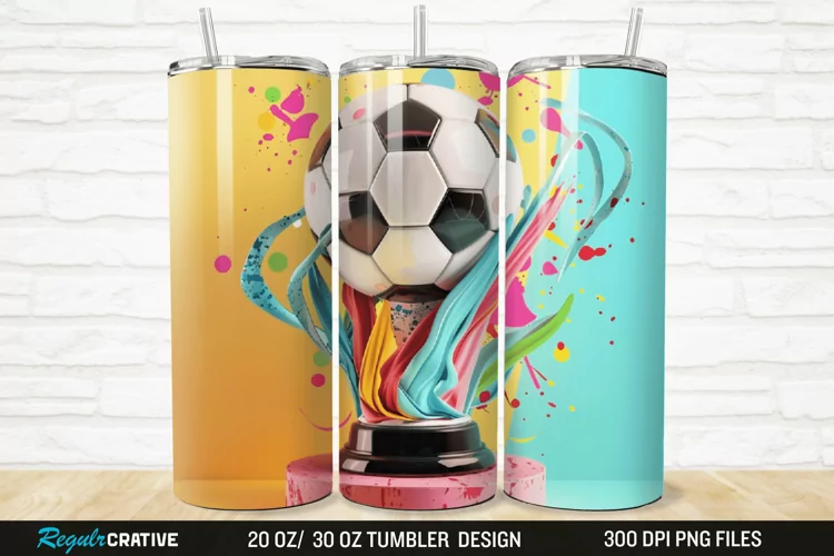 3D Soccer Trophy 20/30oz Skinny Tumbler