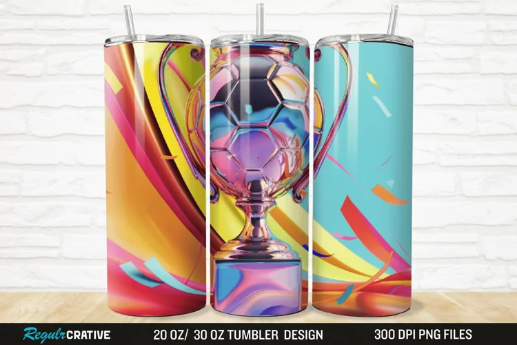 3D Soccer Trophy 20/30oz Skinny Tumbler