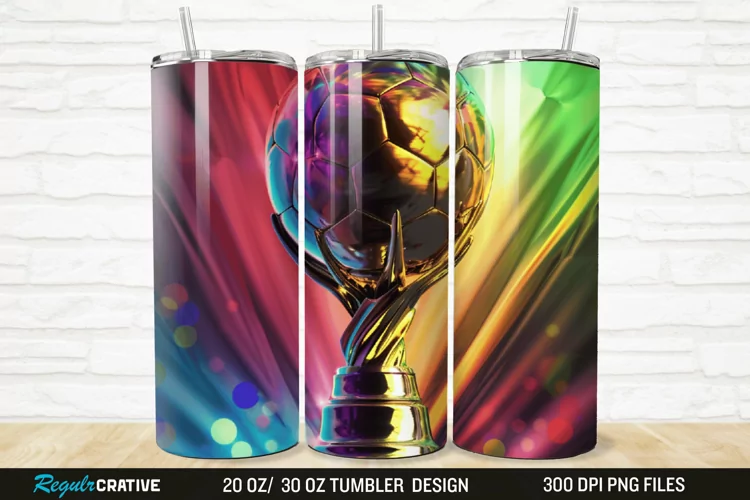 3D Soccer Trophy 20/30oz Skinny Tumbler