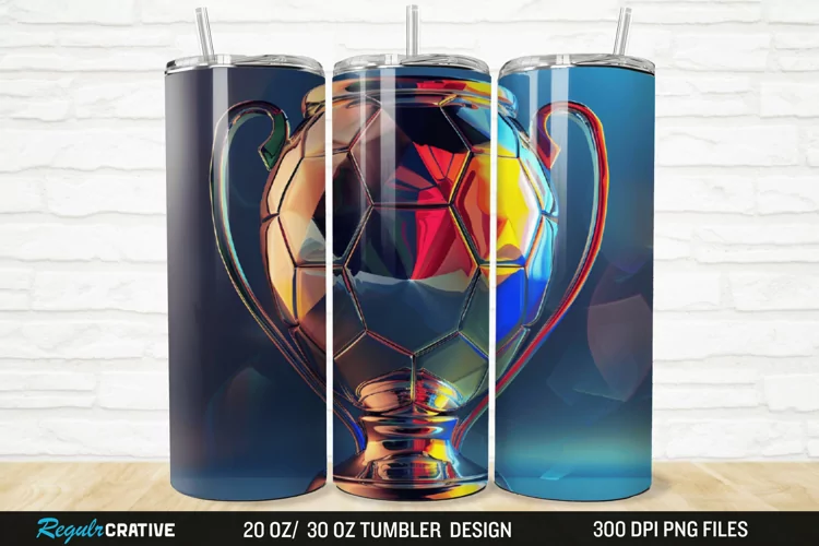 3D Soccer Trophy 20/30oz Skinny Tumbler