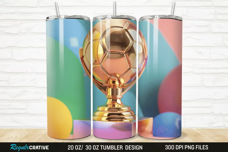 3D Soccer Trophy 20/30oz Skinny Tumbler