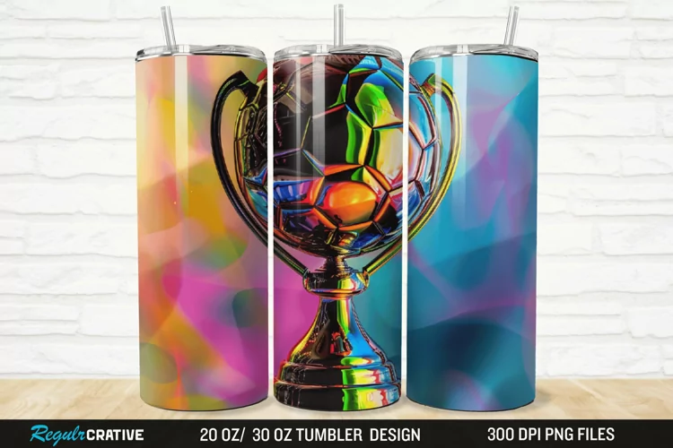 3D Soccer Trophy 20/30oz Skinny Tumbler