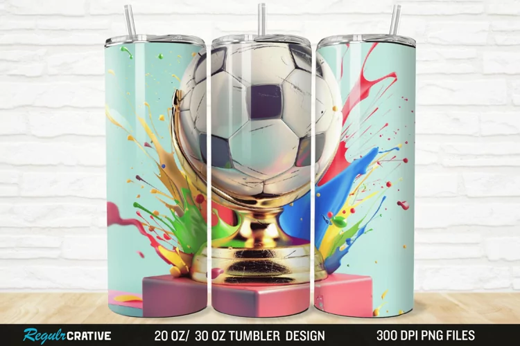 3D Soccer Trophy 20/30oz Skinny Tumbler