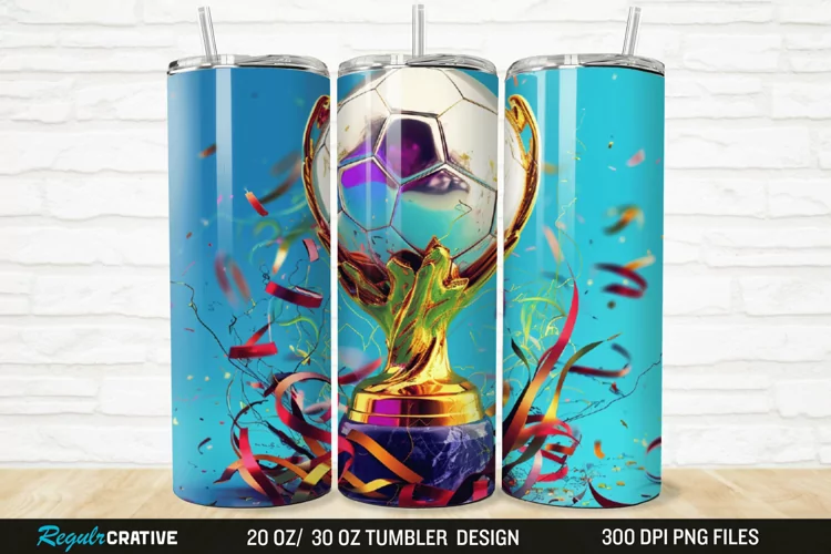 3D Soccer Trophy 20/30oz Skinny Tumbler