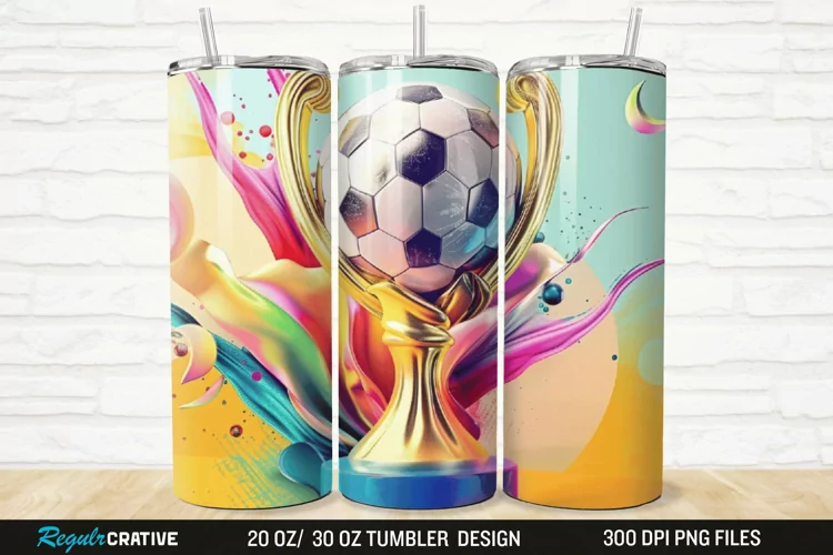 3D Soccer Trophy 20/30oz Skinny Tumbler