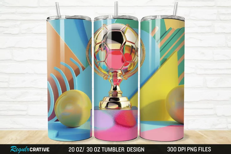 3D Soccer Trophy 20/30oz Skinny Tumbler