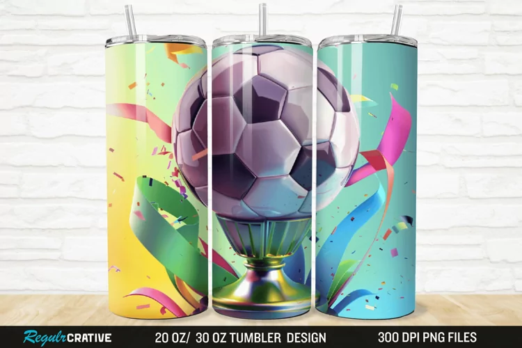 3D Soccer Trophy 20/30oz Skinny Tumbler