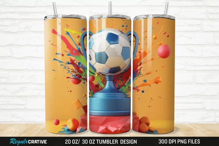 3D Soccer Trophy 20/30oz Skinny Tumbler