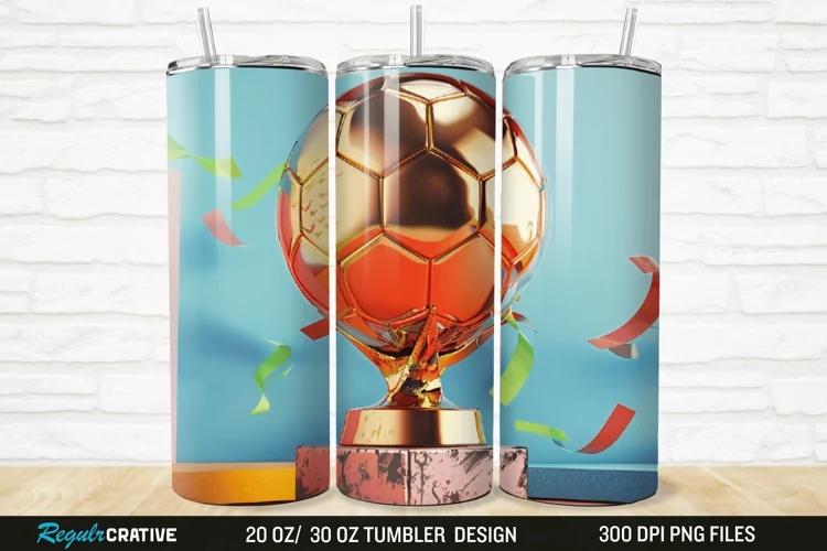 3D Soccer Trophy 20/30oz Skinny Tumbler