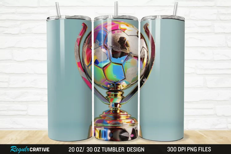 3D Soccer Trophy 20/30oz Skinny Tumbler
