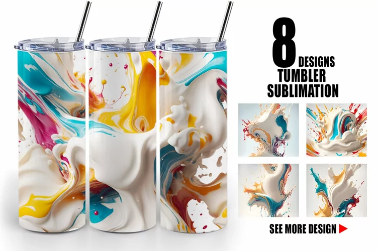 3D Splash Colorful Paint | Tumbler Sublimation Wrap