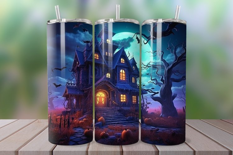 3D Spooky Haunted House 20oz/30oz Skinny Tumbler