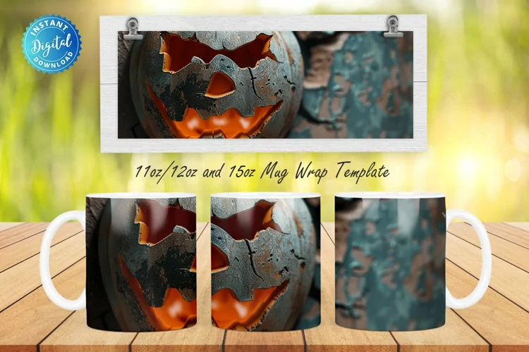 3D Spooky Pumpkin 11, 12 & 15 Oz Mug Sublimation